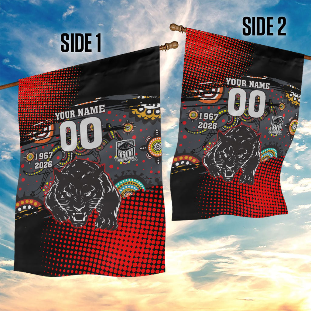 Personalised Panthers 60th Anniversary Garden Flag Aboriginal Indigenous Dot Art - Halftone Pattern 1967-2026