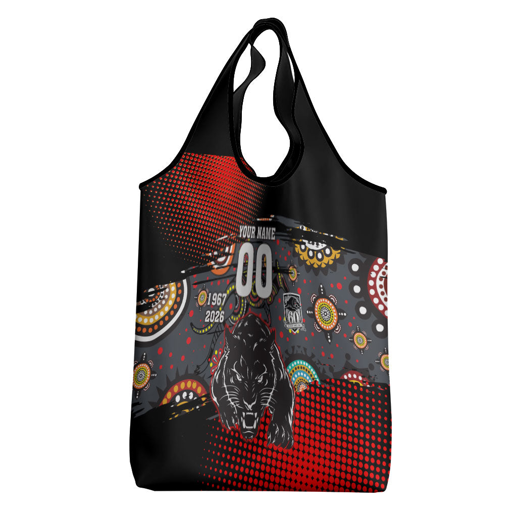 Personalised Panthers 60th Anniversary Grocery Bag Aboriginal Indigenous Dot Art - Halftone Pattern 1967-2026