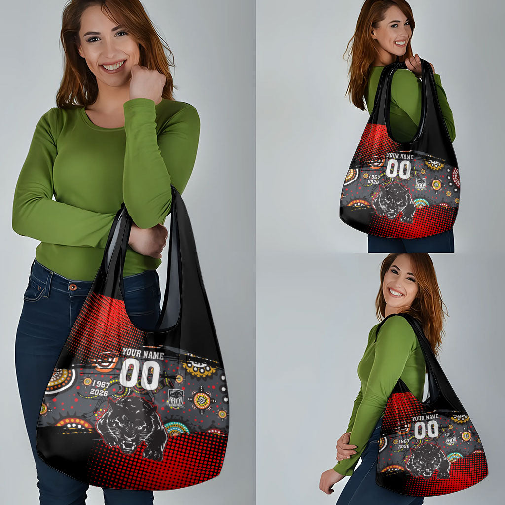 Personalised Panthers 60th Anniversary Grocery Bag Aboriginal Indigenous Dot Art - Halftone Pattern 1967-2026