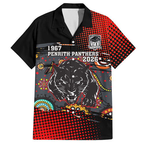 Personalised Panthers 60th Anniversary Hawaiian Shirt Aboriginal Indigenous Dot Art - Halftone Pattern 1967-2026