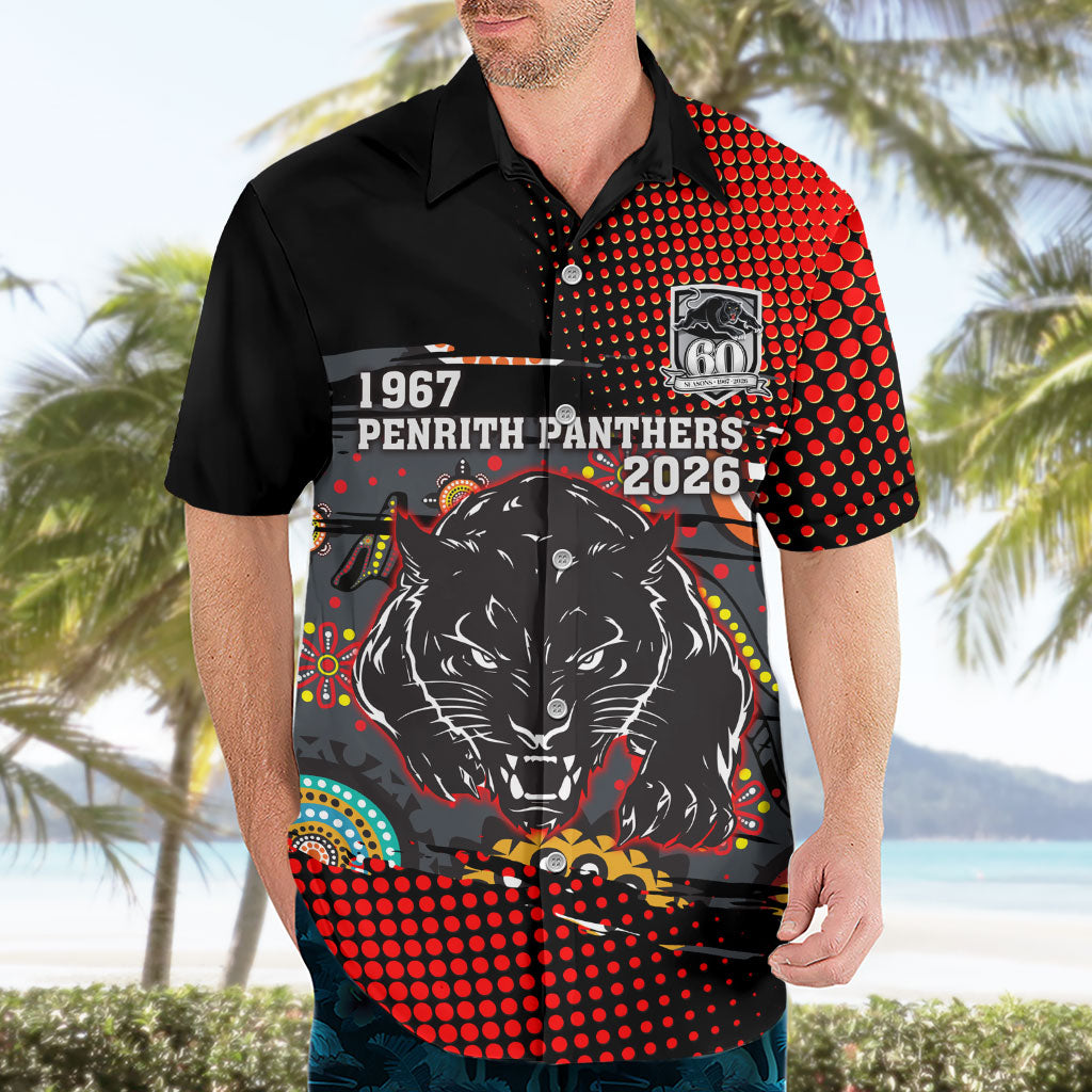 Personalised Panthers 60th Anniversary Hawaiian Shirt Aboriginal Indigenous Dot Art - Halftone Pattern 1967-2026
