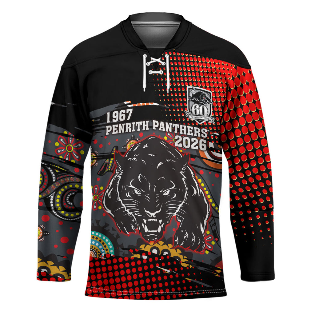 Personalised Panthers 60th Anniversary Hockey Jersey Aboriginal Indigenous Dot Art - Halftone Pattern 1967-2026
