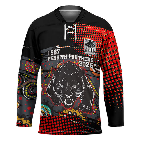 Personalised Panthers 60th Anniversary Hockey Jersey Aboriginal Indigenous Dot Art - Halftone Pattern 1967-2026