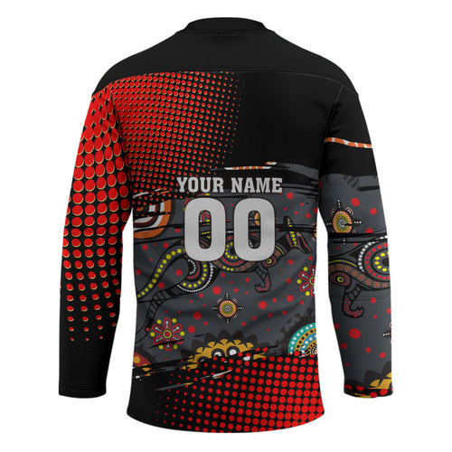 Personalised Panthers 60th Anniversary Hockey Jersey Aboriginal Indigenous Dot Art - Halftone Pattern 1967-2026