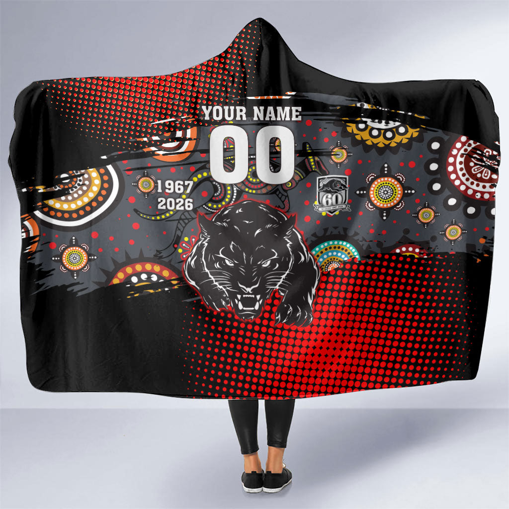 Personalised Panthers 60th Anniversary Hooded Blanket Aboriginal Indigenous Dot Art - Halftone Pattern 1967-2026