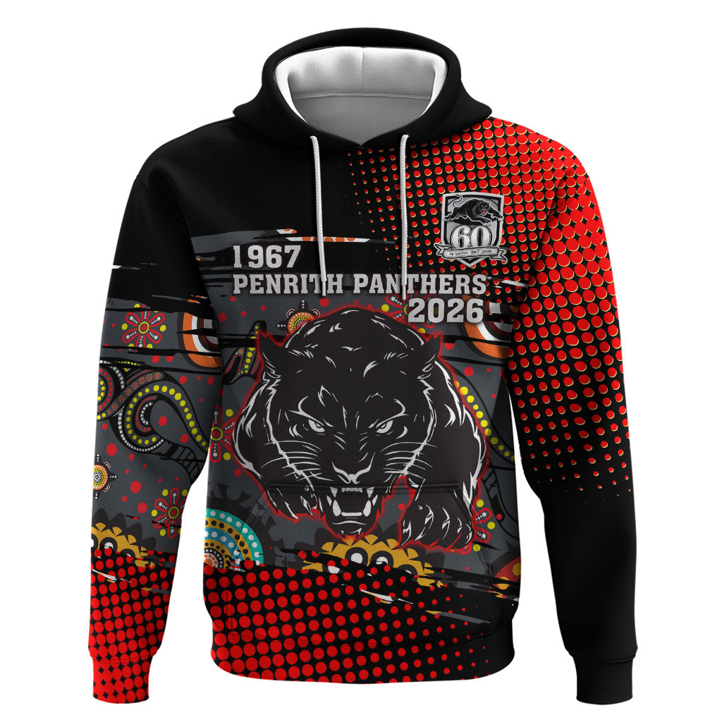 Personalised Panthers 60th Anniversary Hoodie Aboriginal Indigenous Dot Art - Halftone Pattern 1967-2026