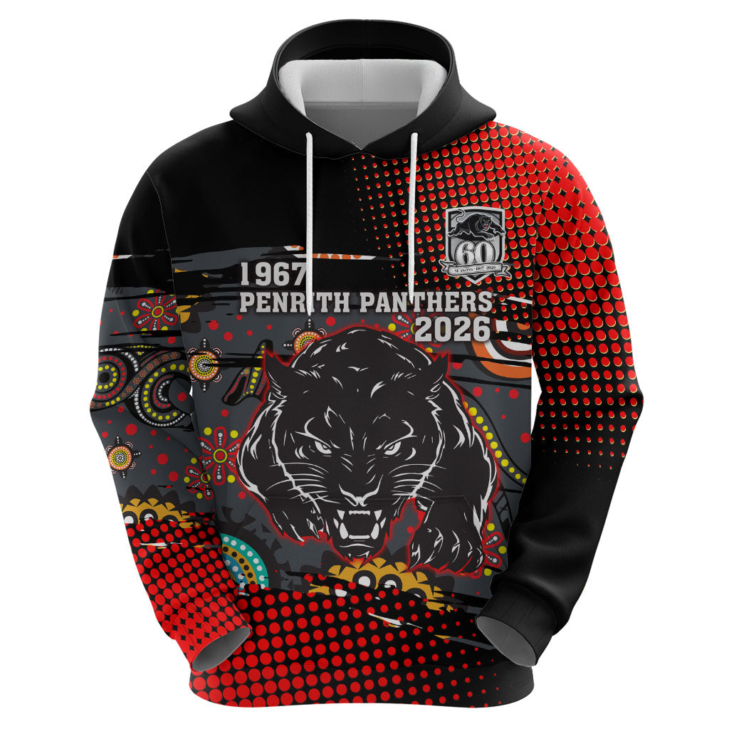 Personalised Panthers 60th Anniversary Hoodie Aboriginal Indigenous Dot Art - Halftone Pattern 1967-2026
