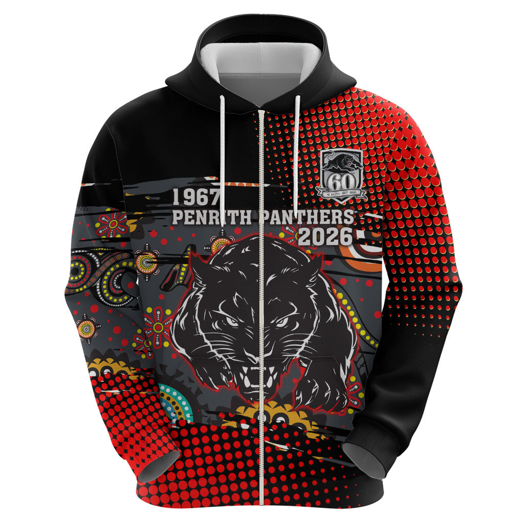 Personalised Panthers 60th Anniversary Hoodie Aboriginal Indigenous Dot Art - Halftone Pattern 1967-2026
