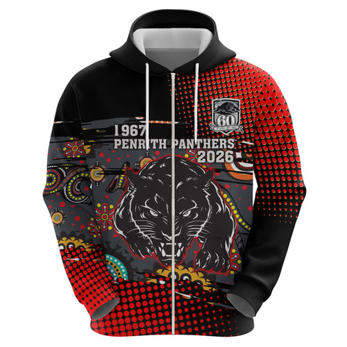 Personalised Panthers 60th Anniversary Hoodie Aboriginal Indigenous Dot Art - Halftone Pattern 1967-2026