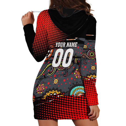 Personalised Panthers 60th Anniversary Hoodie Dress Aboriginal Indigenous Dot Art - Halftone Pattern 1967-2026