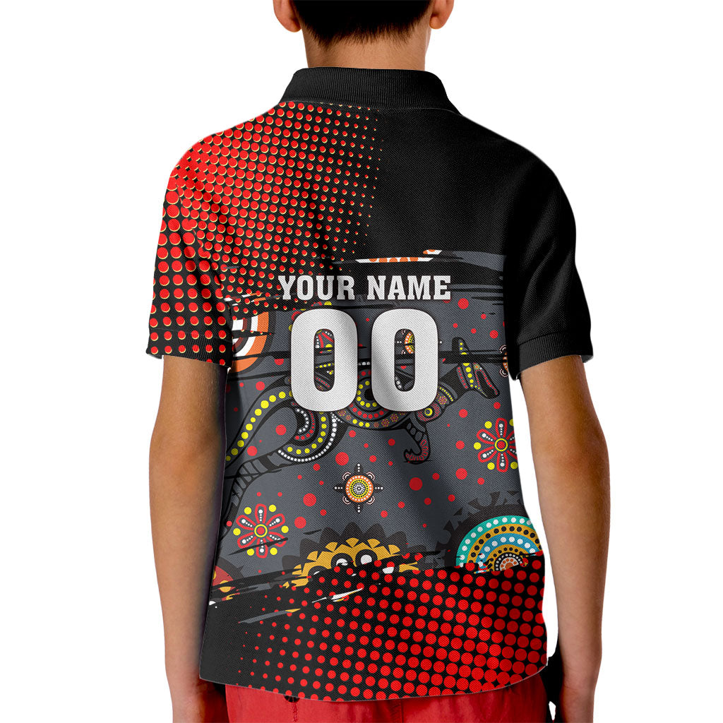 Personalised Panthers 60th Anniversary Kid Polo Shirt Aboriginal Indigenous Dot Art - Halftone Pattern 1967-2026