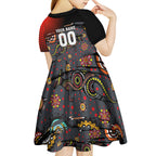Personalised Panthers 60th Anniversary Kid Short Sleeve Dress Aboriginal Indigenous Dot Art - Halftone Pattern 1967-2026