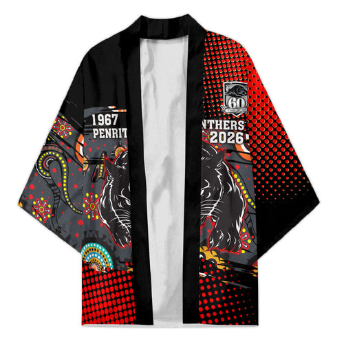 Personalised Panthers 60th Anniversary Kimono Aboriginal Indigenous Dot Art - Halftone Pattern 1967-2026