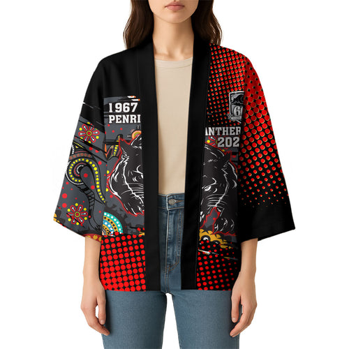 Personalised Panthers 60th Anniversary Kimono Aboriginal Indigenous Dot Art - Halftone Pattern 1967-2026