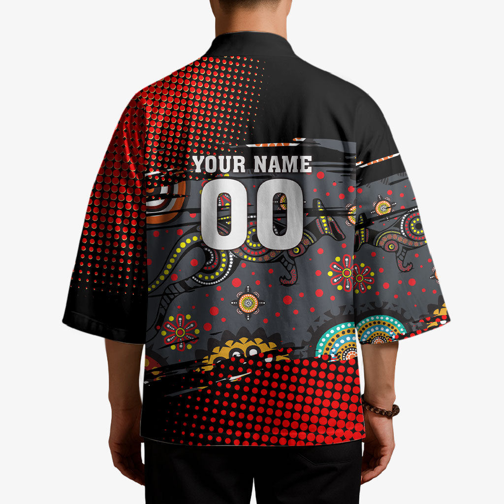 Personalised Panthers 60th Anniversary Kimono Aboriginal Indigenous Dot Art - Halftone Pattern 1967-2026