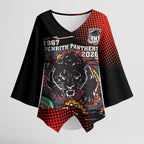 Personalised Panthers 60th Anniversary Kimono Sleeve Blouse Aboriginal Indigenous Dot Art - Halftone Pattern 1967-2026