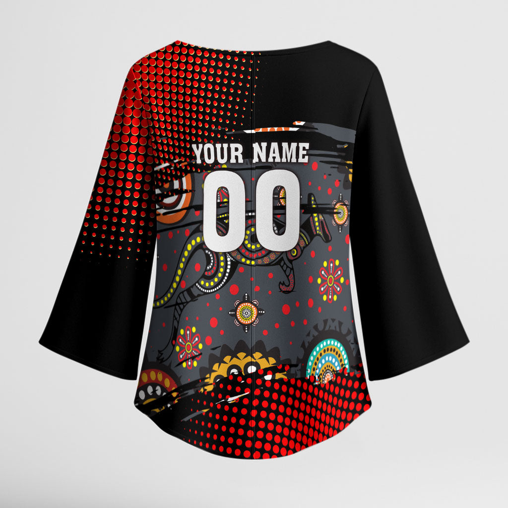 Personalised Panthers 60th Anniversary Kimono Sleeve Blouse Aboriginal Indigenous Dot Art - Halftone Pattern 1967-2026