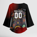 Personalised Panthers 60th Anniversary Kimono Sleeve Blouse Aboriginal Indigenous Dot Art - Halftone Pattern 1967-2026