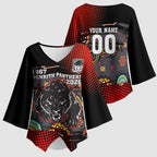 Personalised Panthers 60th Anniversary Kimono Sleeve Blouse Aboriginal Indigenous Dot Art - Halftone Pattern 1967-2026