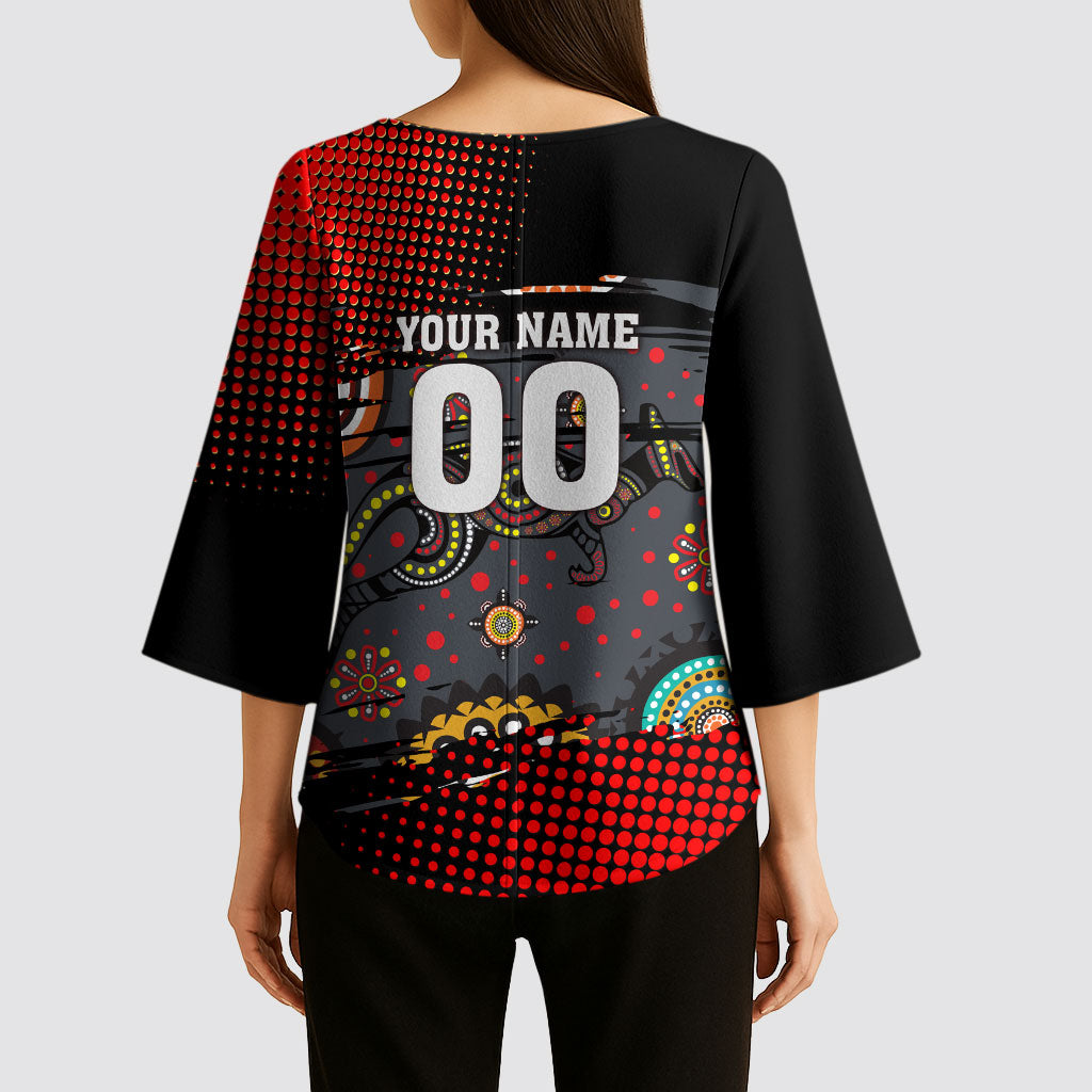 Personalised Panthers 60th Anniversary Kimono Sleeve Blouse Aboriginal Indigenous Dot Art - Halftone Pattern 1967-2026