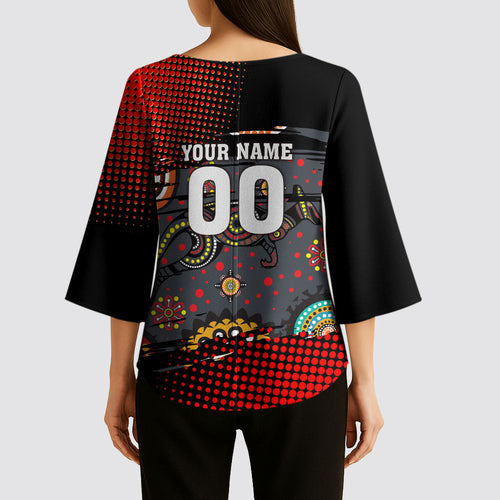 Personalised Panthers 60th Anniversary Kimono Sleeve Blouse Aboriginal Indigenous Dot Art - Halftone Pattern 1967-2026