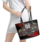Personalised Panthers 60th Anniversary Leather Tote Bag Aboriginal Indigenous Dot Art - Halftone Pattern 1967-2026
