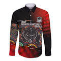 Personalised Panthers 60th Anniversary Long Sleeve Button Shirt Aboriginal Indigenous Dot Art - Halftone Pattern 1967-2026