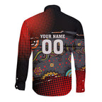 Personalised Panthers 60th Anniversary Long Sleeve Button Shirt Aboriginal Indigenous Dot Art - Halftone Pattern 1967-2026