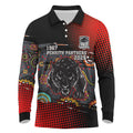 Personalised Panthers 60th Anniversary Long Sleeve Polo Shirt Aboriginal Indigenous Dot Art - Halftone Pattern 1967-2026