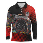 Personalised Panthers 60th Anniversary Long Sleeve Polo Shirt Aboriginal Indigenous Dot Art - Halftone Pattern 1967-2026