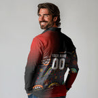 Personalised Panthers 60th Anniversary Long Sleeve Polo Shirt Aboriginal Indigenous Dot Art - Halftone Pattern 1967-2026