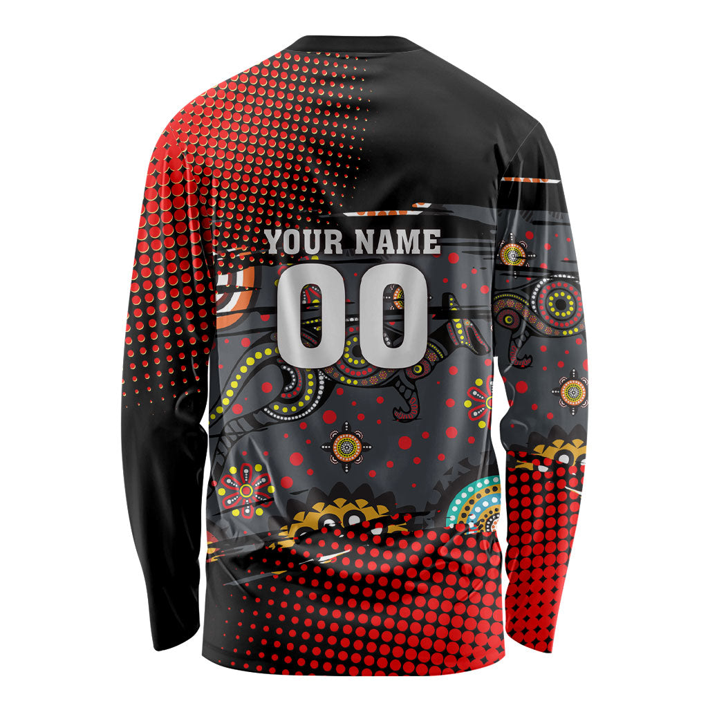 Personalised Panthers 60th Anniversary Long Sleeve Shirt Aboriginal Indigenous Dot Art - Halftone Pattern 1967-2026