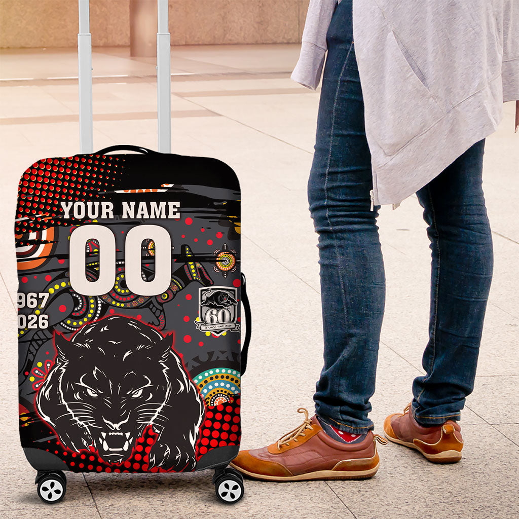 Personalised Panthers 60th Anniversary Luggage Cover Aboriginal Indigenous Dot Art - Halftone Pattern 1967-2026