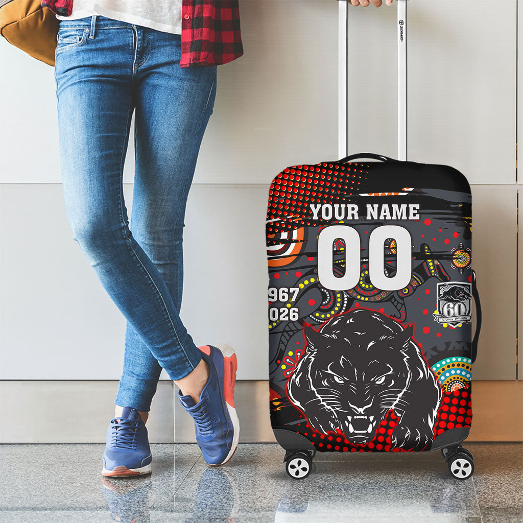 Personalised Panthers 60th Anniversary Luggage Cover Aboriginal Indigenous Dot Art - Halftone Pattern 1967-2026