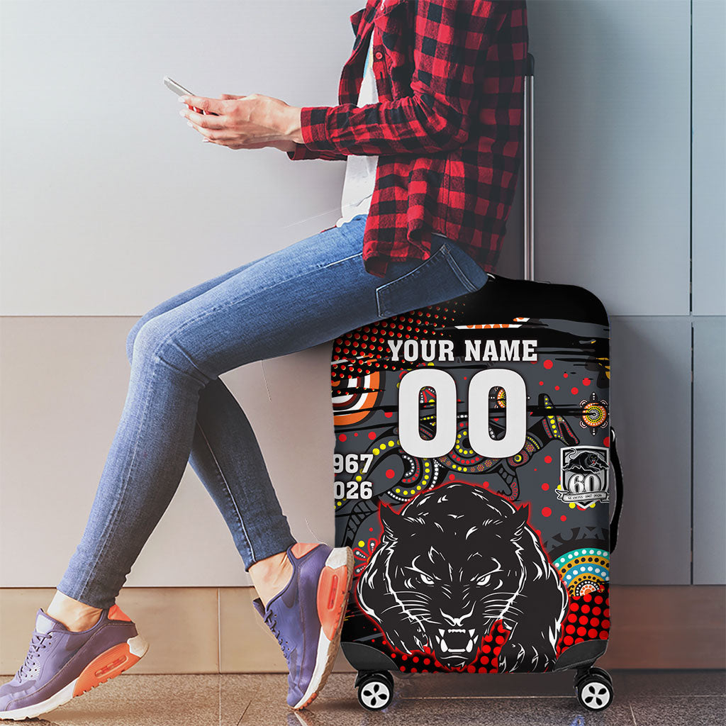 Personalised Panthers 60th Anniversary Luggage Cover Aboriginal Indigenous Dot Art - Halftone Pattern 1967-2026