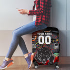 Personalised Panthers 60th Anniversary Luggage Cover Aboriginal Indigenous Dot Art - Halftone Pattern 1967-2026