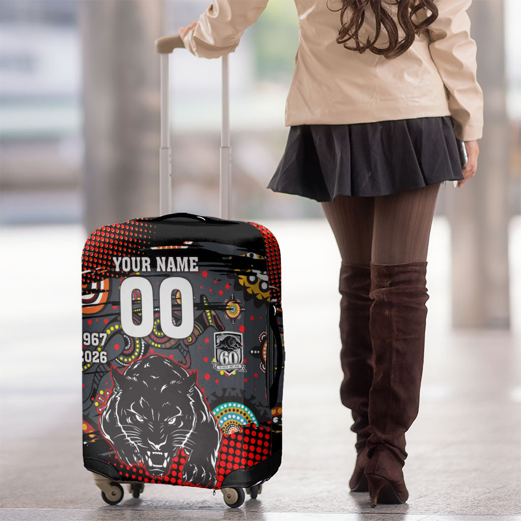 Personalised Panthers 60th Anniversary Luggage Cover Aboriginal Indigenous Dot Art - Halftone Pattern 1967-2026