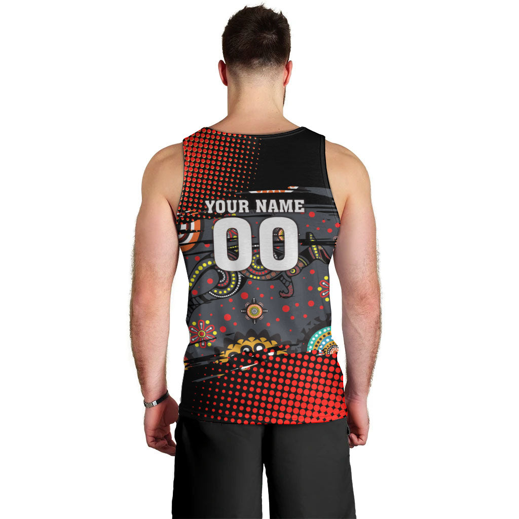 Personalised Panthers 60th Anniversary Men Tank Top Aboriginal Indigenous Dot Art - Halftone Pattern 1967-2026