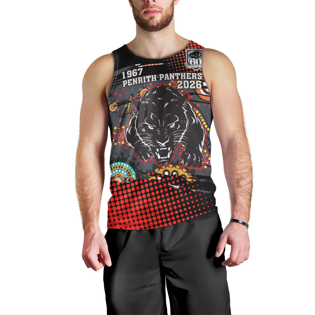 Personalised Panthers 60th Anniversary Men Tank Top Aboriginal Indigenous Dot Art - Halftone Pattern 1967-2026