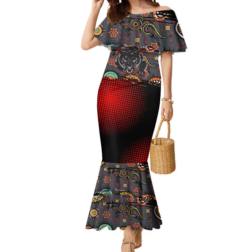 Personalised Panthers 60th Anniversary Mermaid Dress Aboriginal Indigenous Dot Art - Halftone Pattern 1967-2026