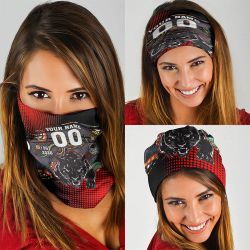 Personalised Panthers 60th Anniversary Neck Gaiter Aboriginal Indigenous Dot Art - Halftone Pattern 1967-2026