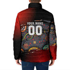 Personalised Panthers 60th Anniversary Padded Jacket Aboriginal Indigenous Dot Art - Halftone Pattern 1967-2026