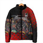 Personalised Panthers 60th Anniversary Padded Jacket Aboriginal Indigenous Dot Art - Halftone Pattern 1967-2026