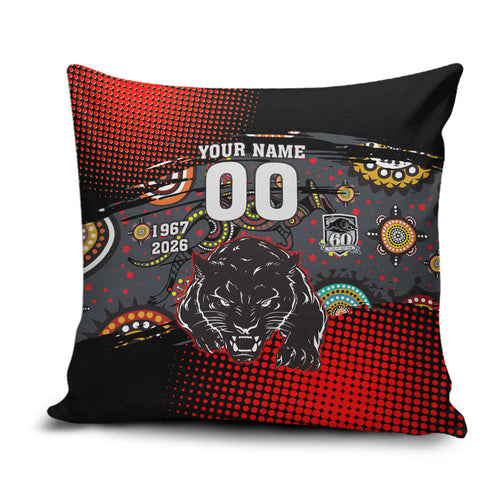 Personalised Panthers 60th Anniversary Pillow Cover Aboriginal Indigenous Dot Art - Halftone Pattern 1967-2026