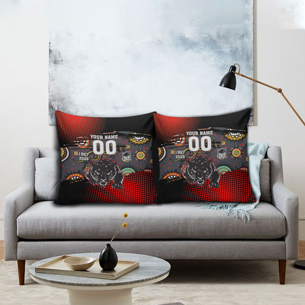Personalised Panthers 60th Anniversary Pillow Cover Aboriginal Indigenous Dot Art - Halftone Pattern 1967-2026