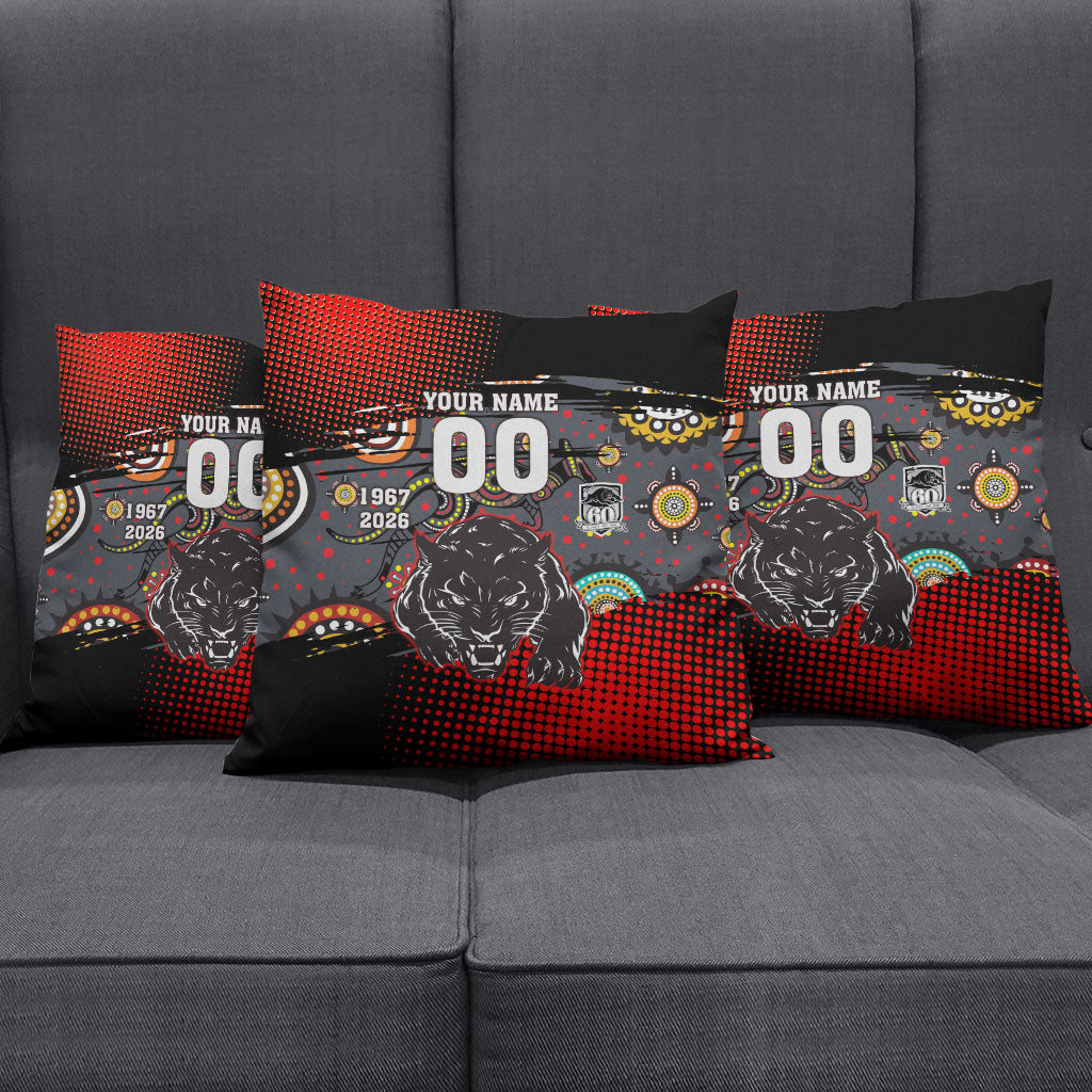 Personalised Panthers 60th Anniversary Pillow Cover Aboriginal Indigenous Dot Art - Halftone Pattern 1967-2026