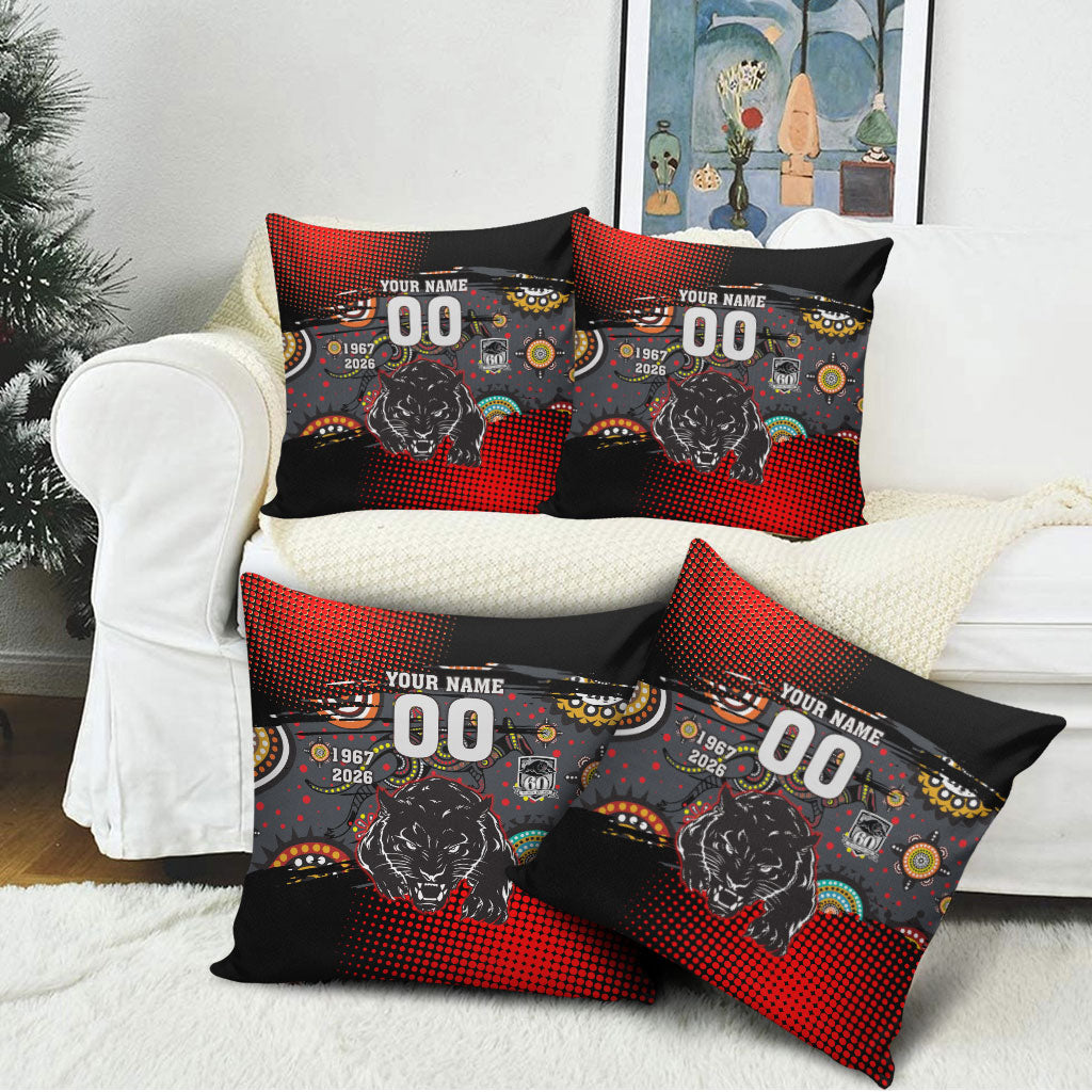 Personalised Panthers 60th Anniversary Pillow Cover Aboriginal Indigenous Dot Art - Halftone Pattern 1967-2026