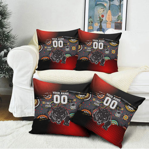 Personalised Panthers 60th Anniversary Pillow Cover Aboriginal Indigenous Dot Art - Halftone Pattern 1967-2026