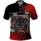 Personalised Panthers 60th Anniversary Polo Shirt Aboriginal Indigenous Dot Art - Halftone Pattern 1967-2026