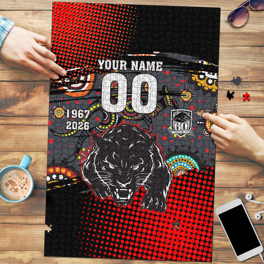 Personalised Panthers 60th Anniversary Puzzle Aboriginal Indigenous Dot Art - Halftone Pattern 1967-2026